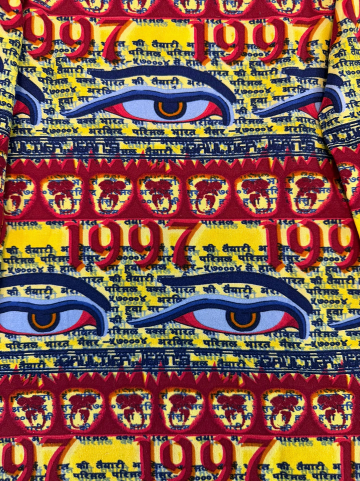 Gaultier Jeans 1997 Tibetan eyes print long sleeve top