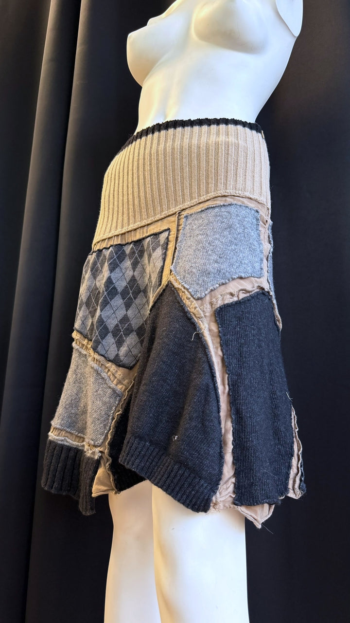 Pianurastudio patchwork knit mini skirt medium
