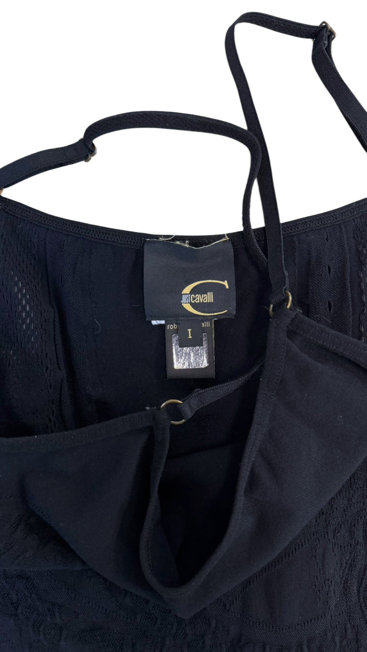 Just Cavalli mesh tank top with perforated/fishnet details