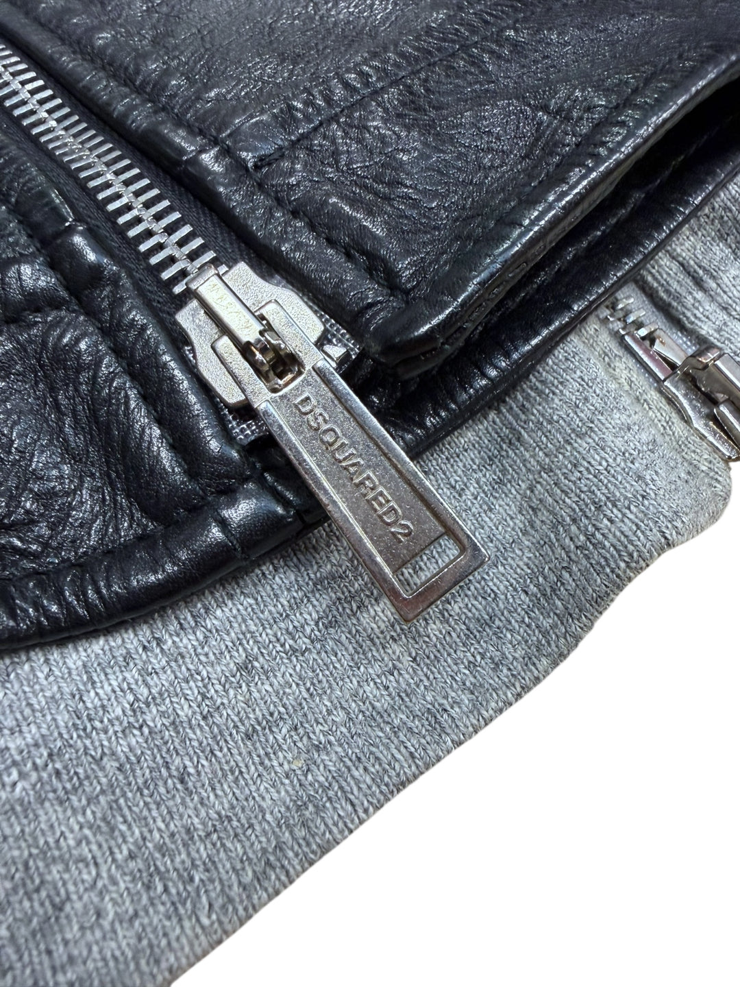 DSQUARED2 Hybrid Leather & Hoodie Biker Jacket Large