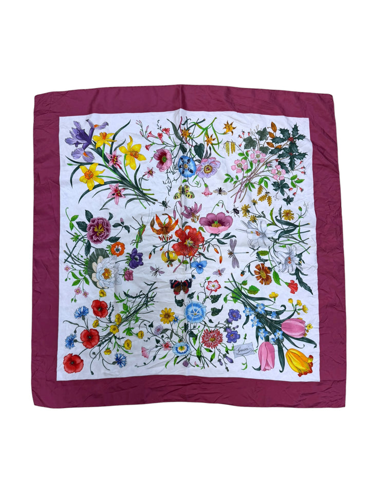 Vintage Gucci Flora silk scarf – botanical print square scarf