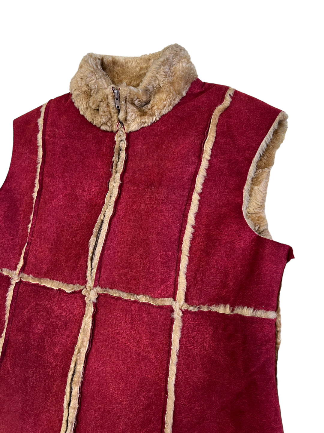Vintage Faux Suede Leather Sherpa Vest Women’s Medium