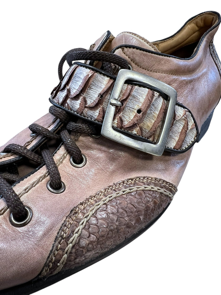 Harris Italian Leather Buckle & Lace-Up Shoes Size eu42