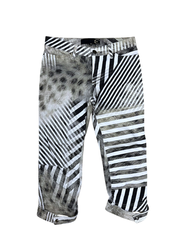 Just Cavalli Graphic Animal Stripe Cropped Pants Extra Small eu32