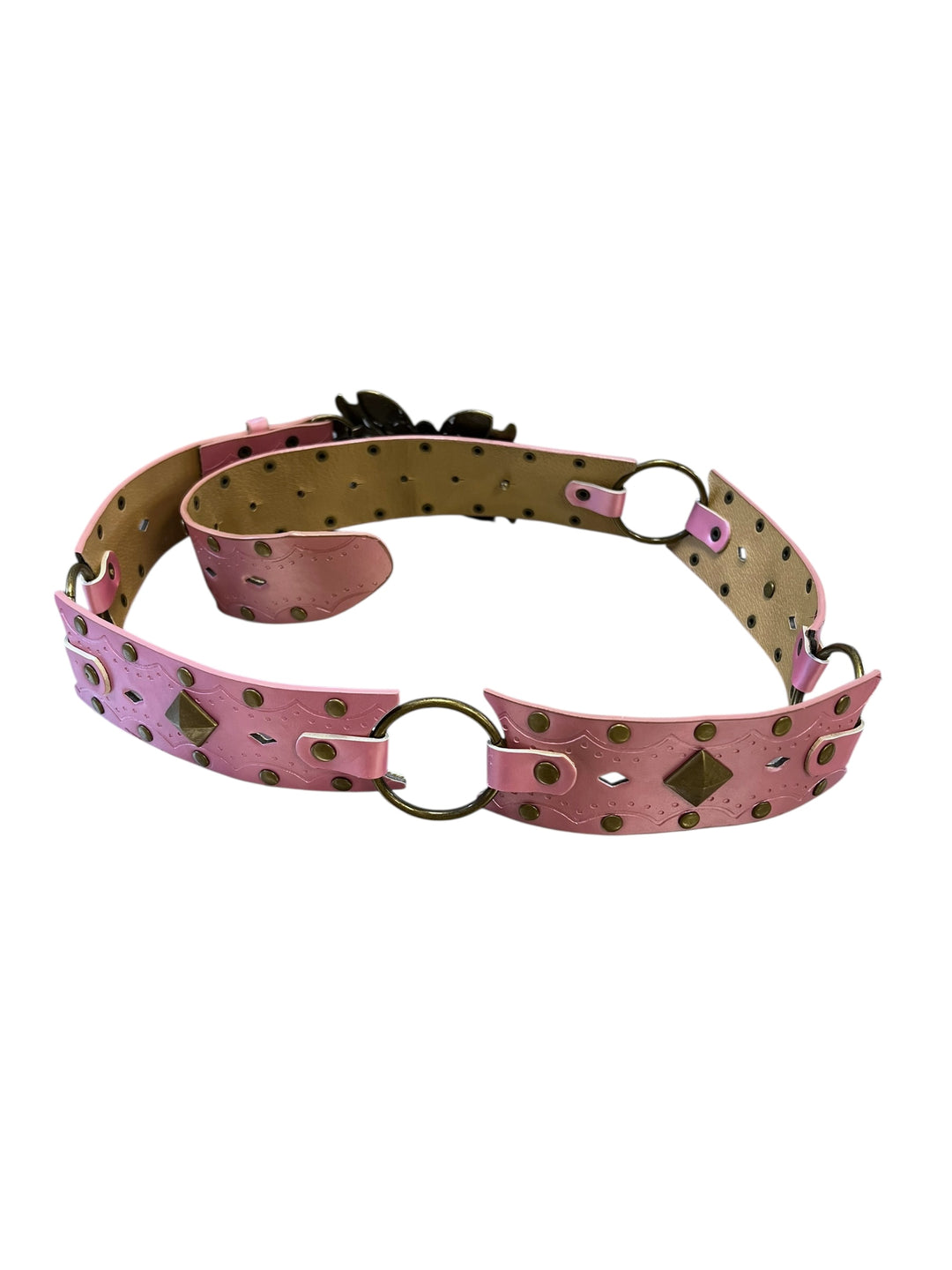 Vintage Pink Statement Belt with Jeweled Buckle