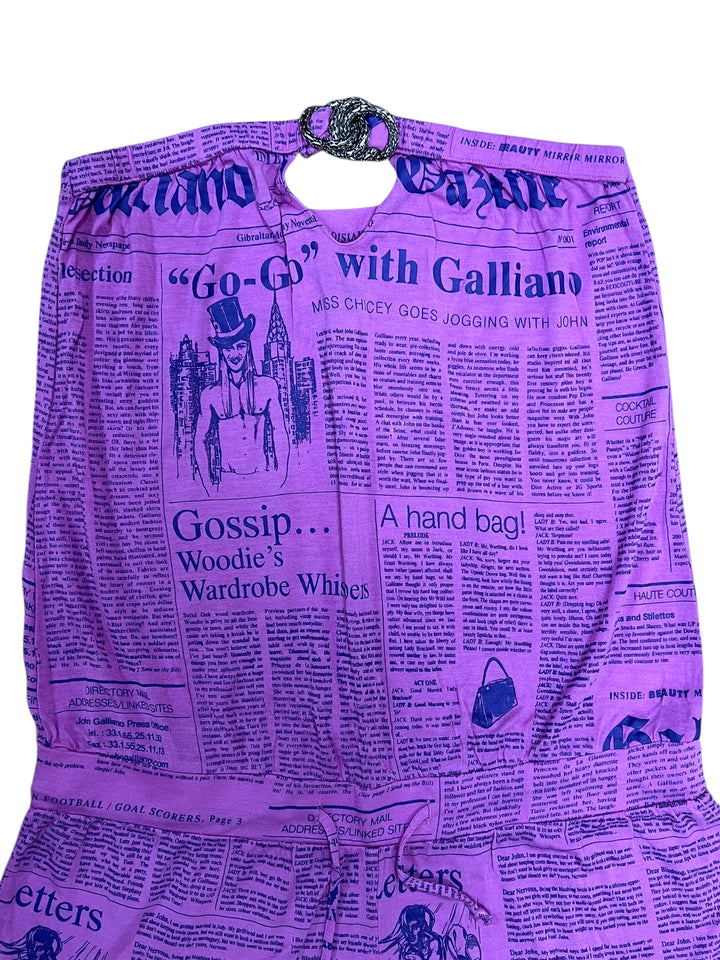 Vintage John Galliano Gazette Print Romper Jumpsuit – Rare 2000s Collector’s Piece