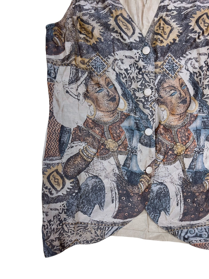 Vintage Ethnic Print Vest Medium
