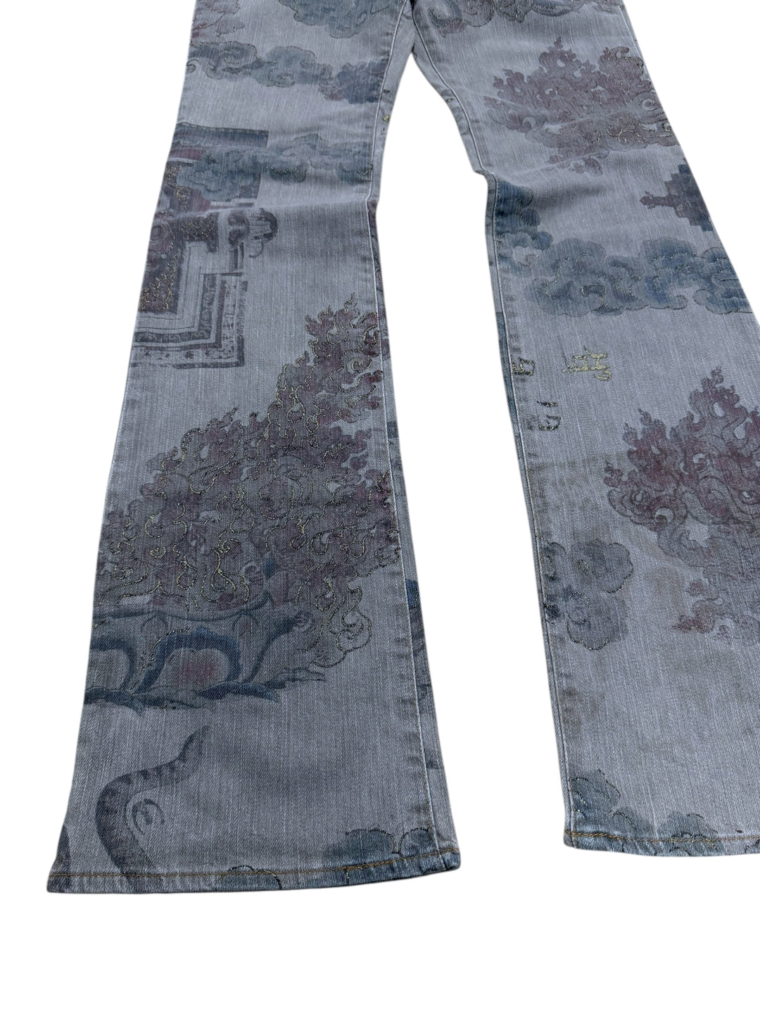 Just Cavalli AW2003 archive  “Asian World Fantasy” grey printed jeans