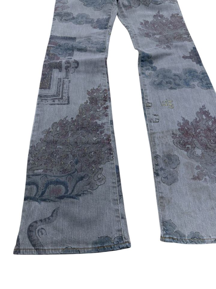 Just Cavalli AW2003 archive  “Asian World Fantasy” grey printed jeans