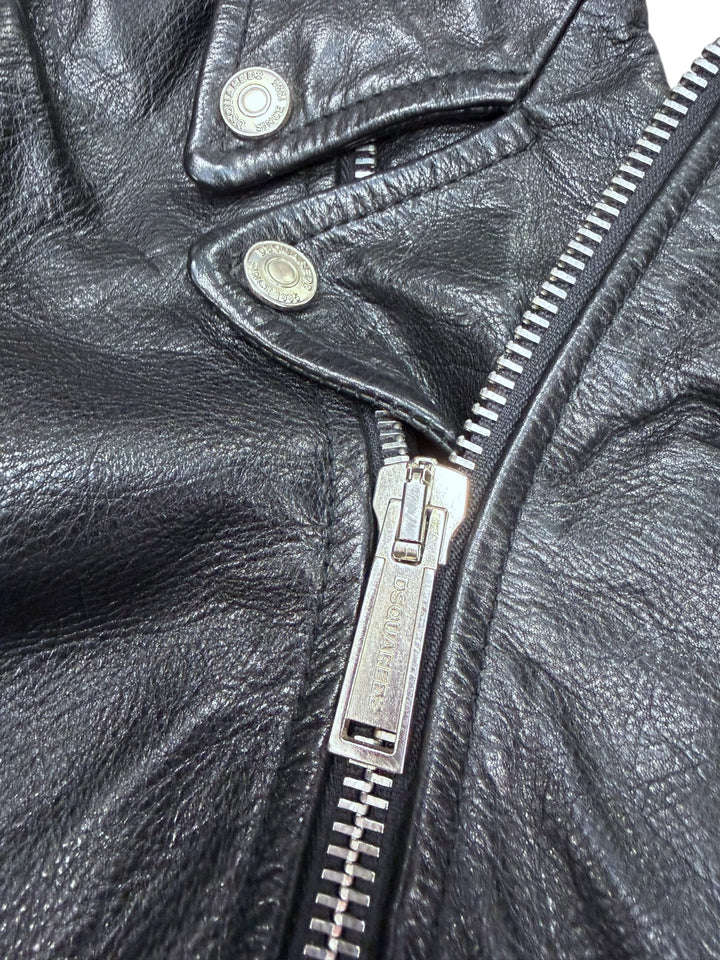 DSQUARED2 Hybrid Leather & Hoodie Biker Jacket Large