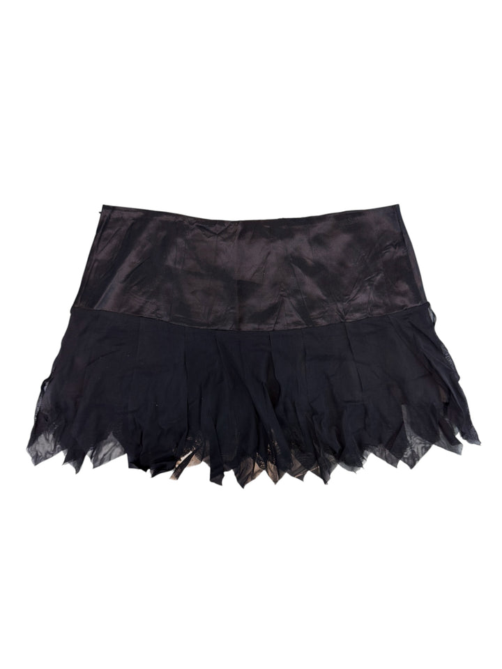 Vintage asymmetric mesh mini skirt