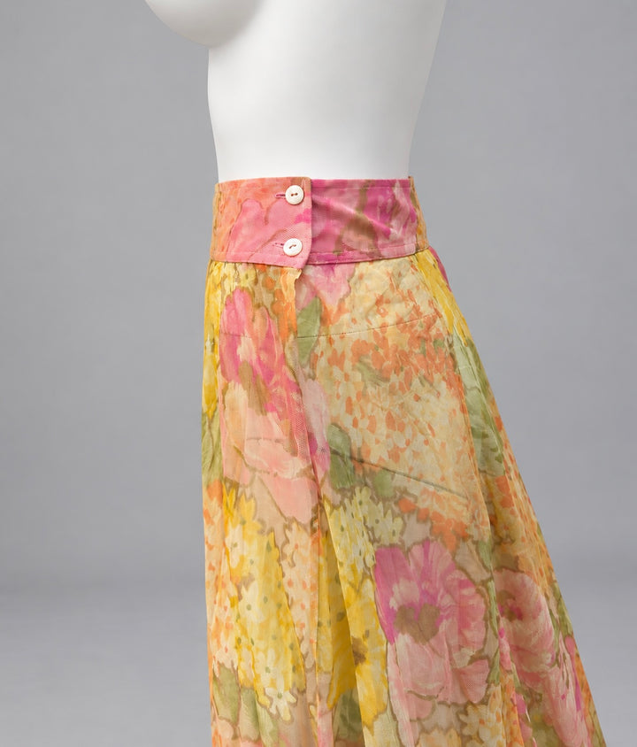 Kenzo Paris 1990s sheer floral maxi skirt