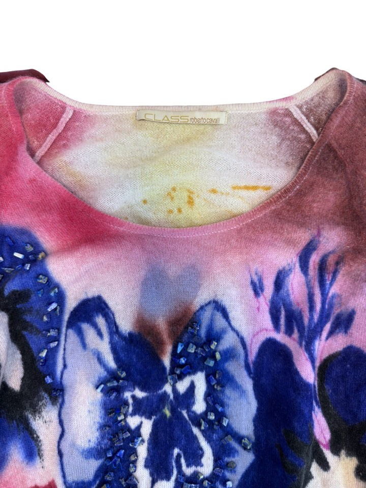 Class Roberto Cavalli floral embellished knit sweater