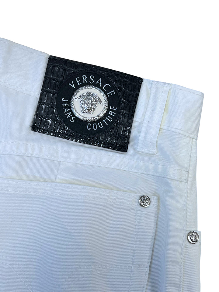 Versace Jeans Couture White Denim Mini Skirt Medium