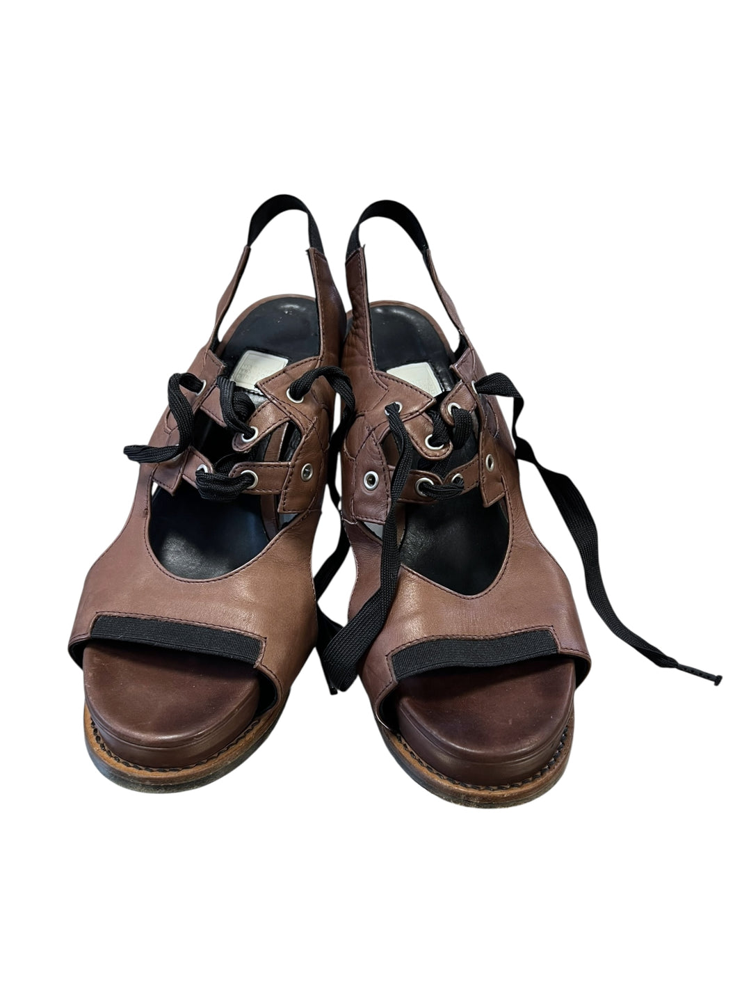 Marithé + François Girbaud Vintage Brown Open-Toe Heels Size eu37.5