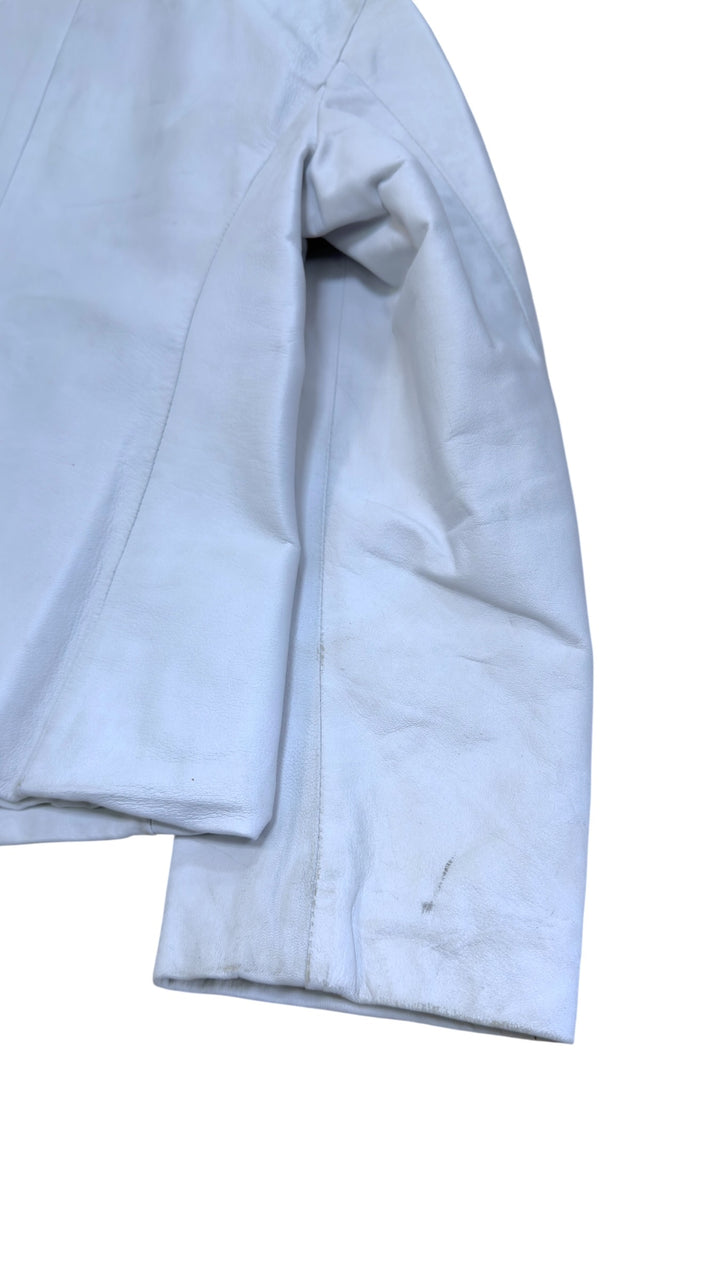 Vintage white leather zip jacket – Made in Italy