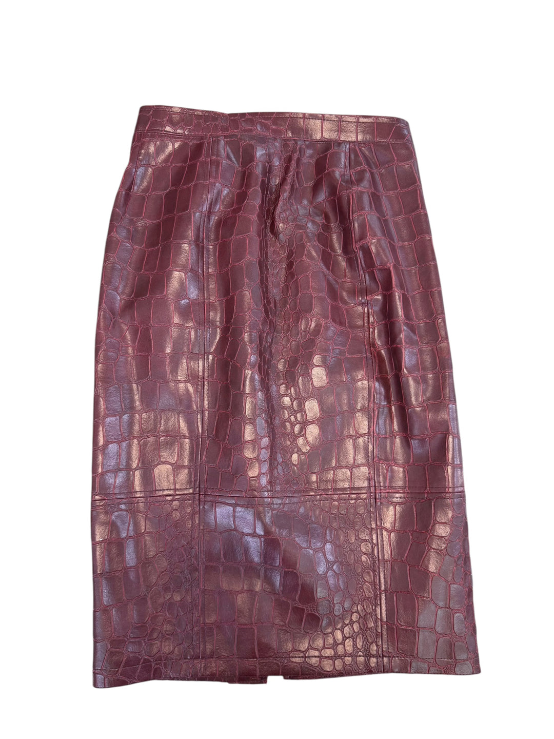 Roman’s burgundy crocodile embossed midi skirt