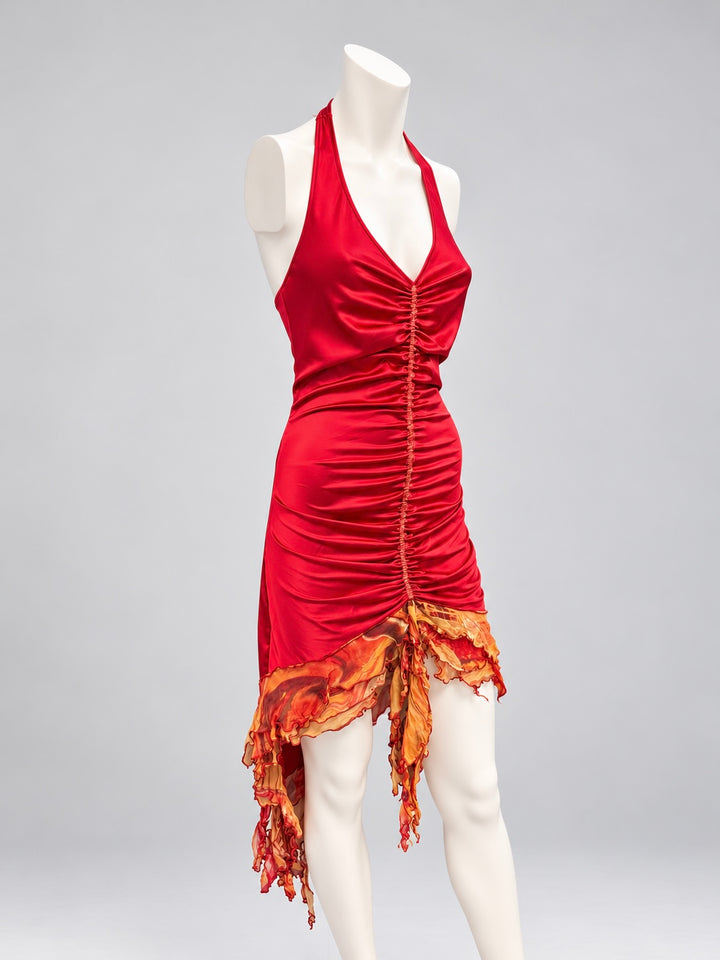 Vintage halter ruched mini dress