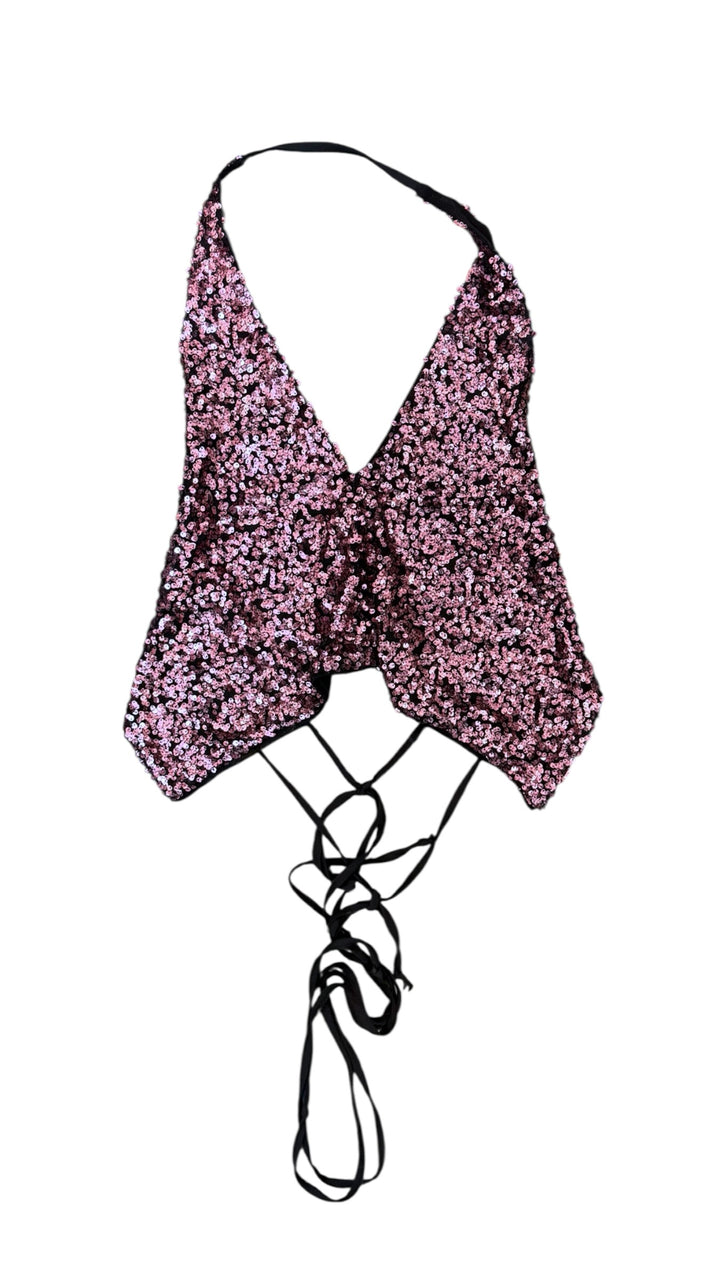 Vintage sequin halter tie top