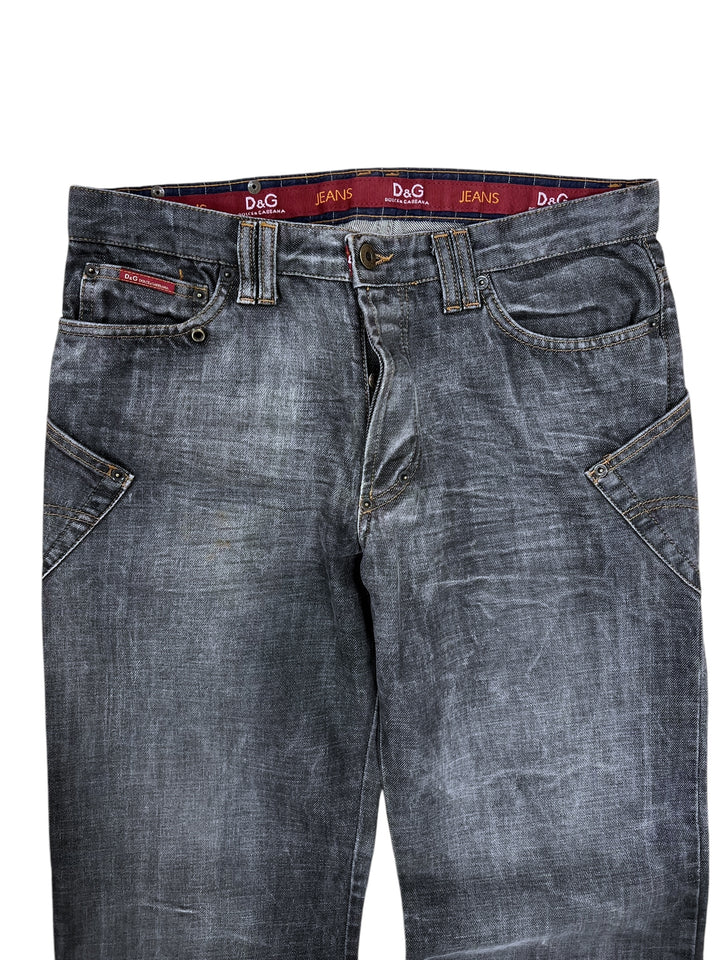 DOLCE&GABBANA AW2003 Grey Eroded Denim Jeans men’s S/M