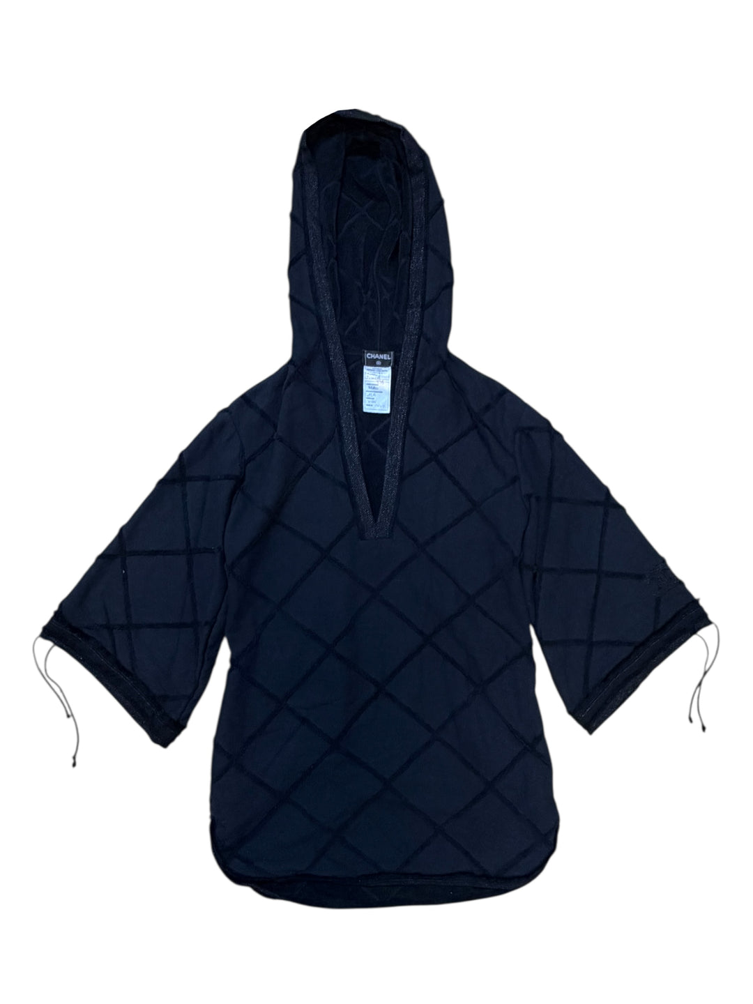 Chanel black hooded terry mini dress xs-s