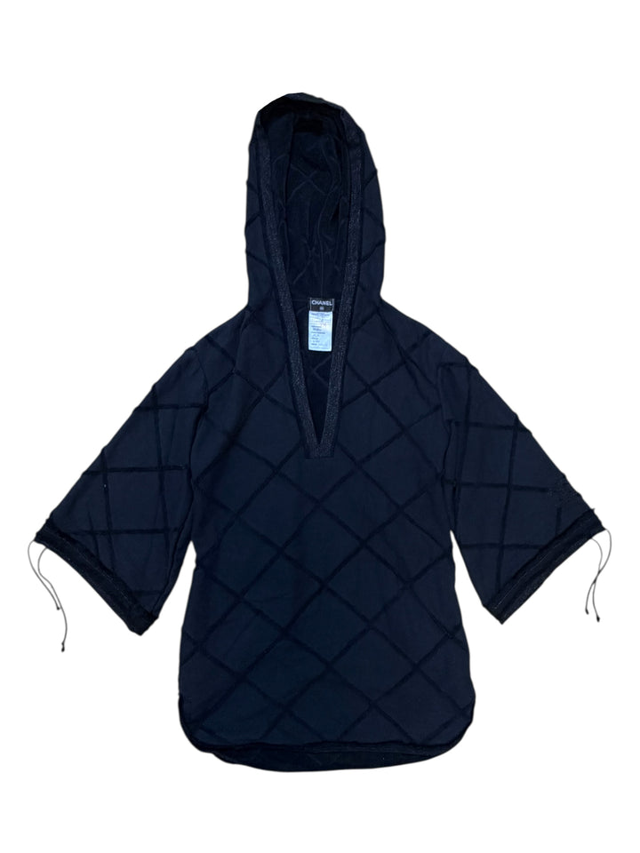 Chanel black hooded terry mini dress xs-s