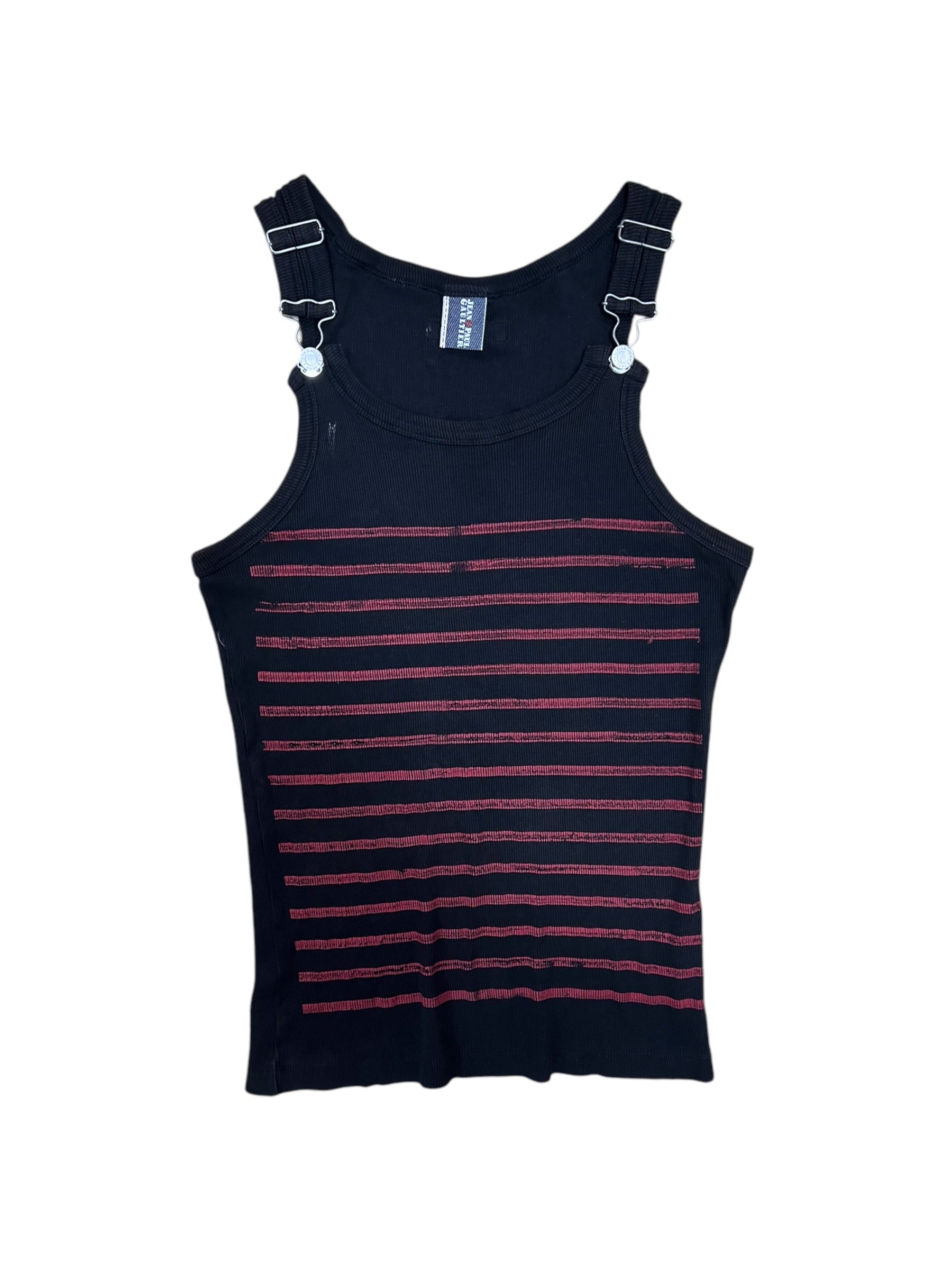 Jean Paul Gaultier vintage red stripe tank top w/ dungarees