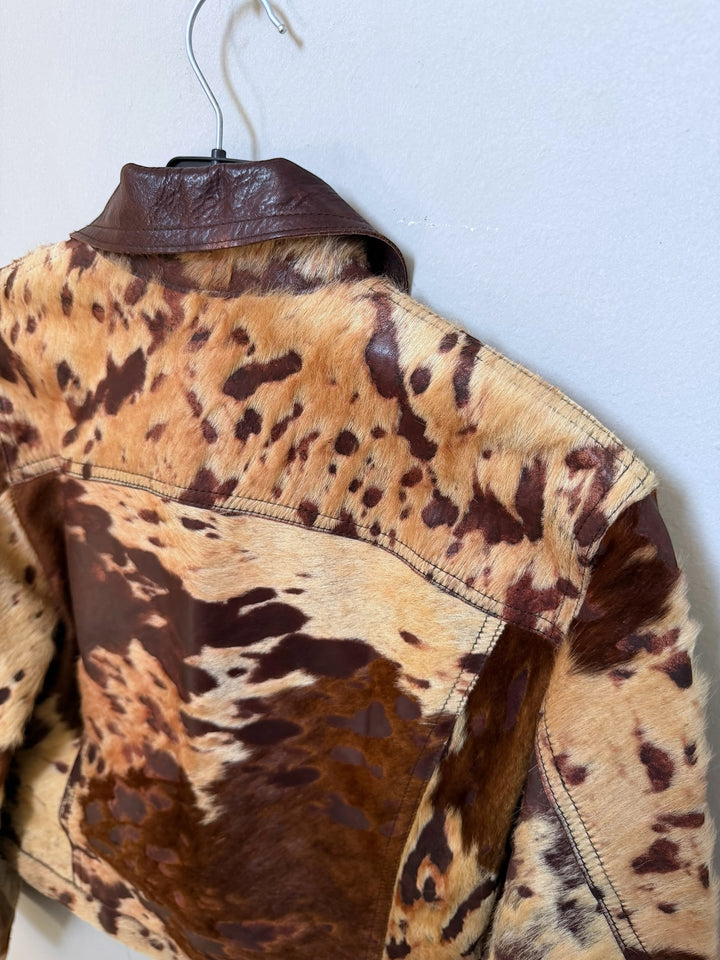 2000s Just Cavalli Imperial Brown Caw Leather Jacket Medium