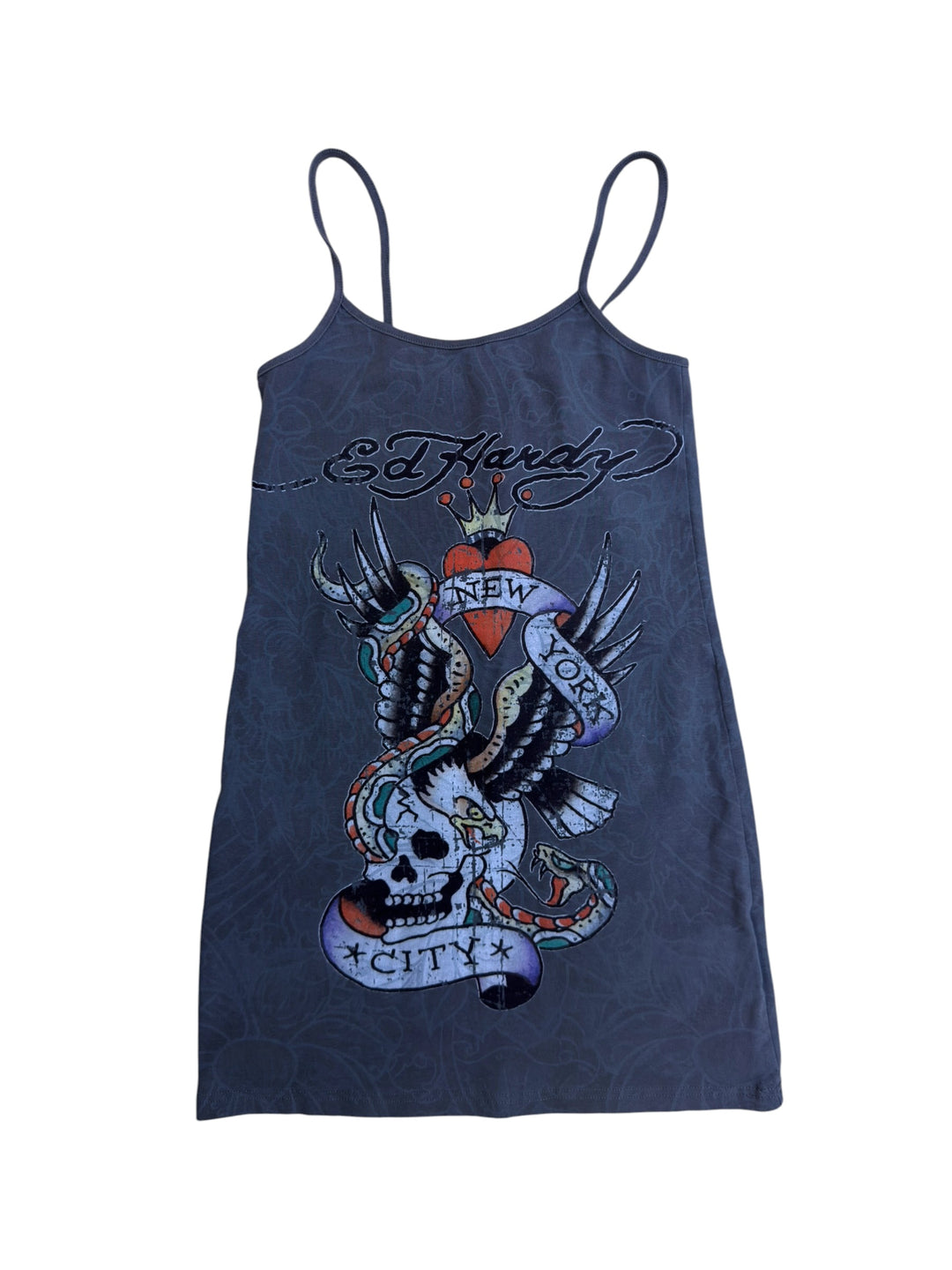 Ed Hardy New York City graphic mini slip dress