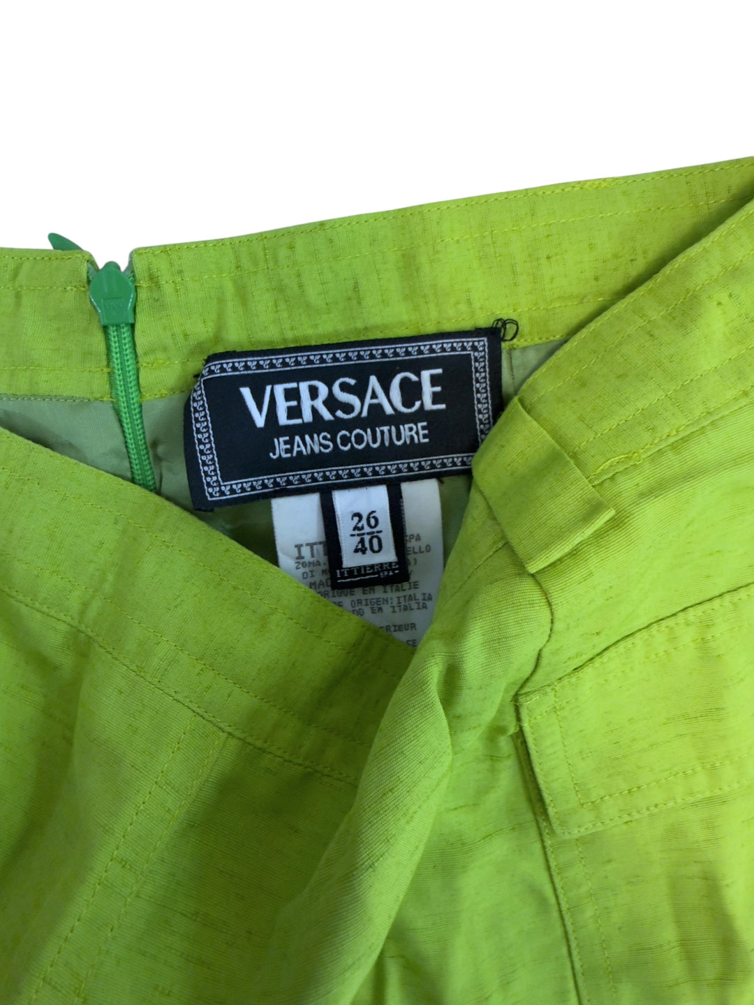 Versace Jeans Couture lime green mini skirt