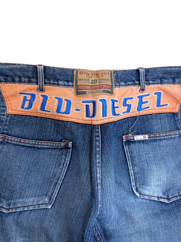 Blu Diesel logo panel wide leg jeans
