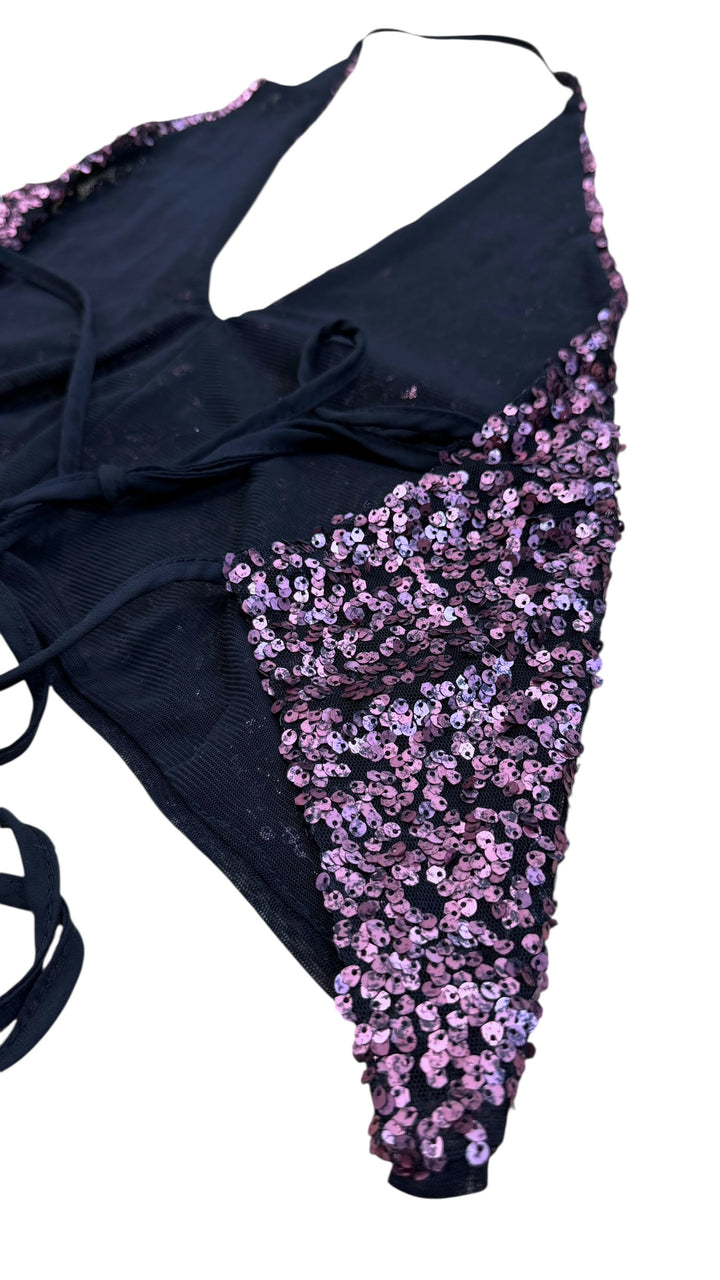 Vintage sequin halter tie top