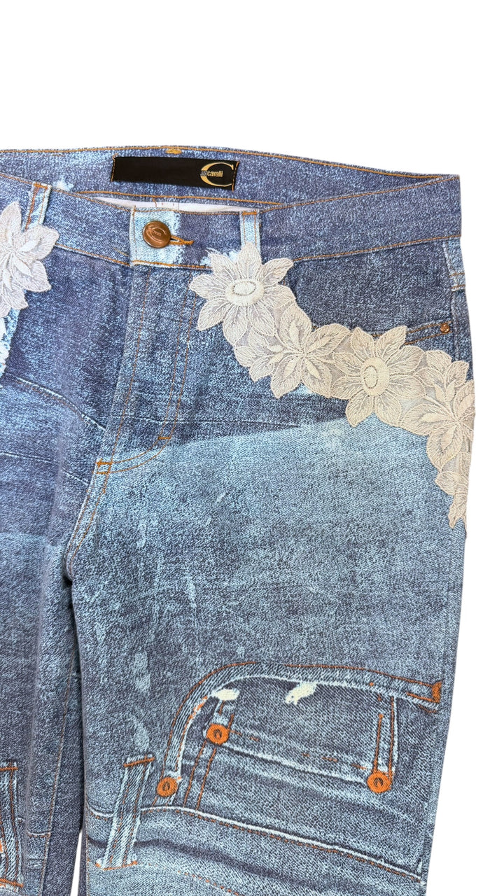 Just Cavalli printed trompe-l’œil denim pants