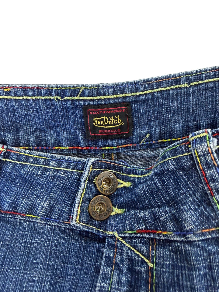 Vintage 90's Archive Von Dutch Denim Mini Skirt medium
