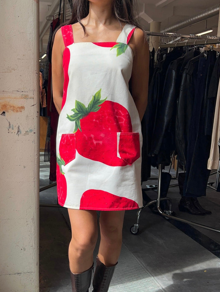 Dolce&Gabbana Vintage Strawberry Pinafore Mini Dress Extra Small