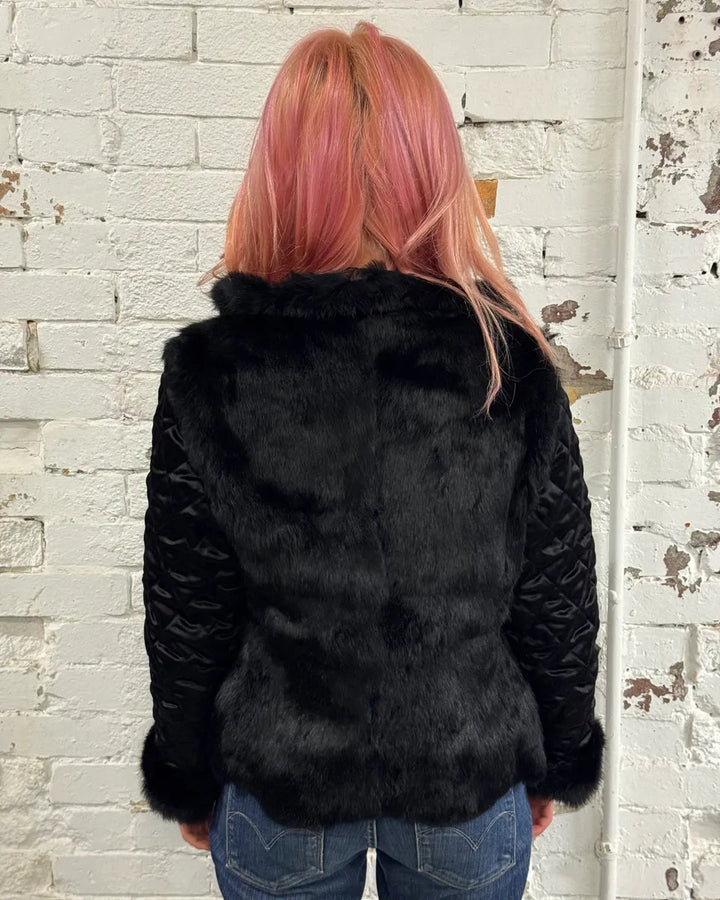Roberto Cavalli 2000s reversible black fur puffer & ornament brown jacket