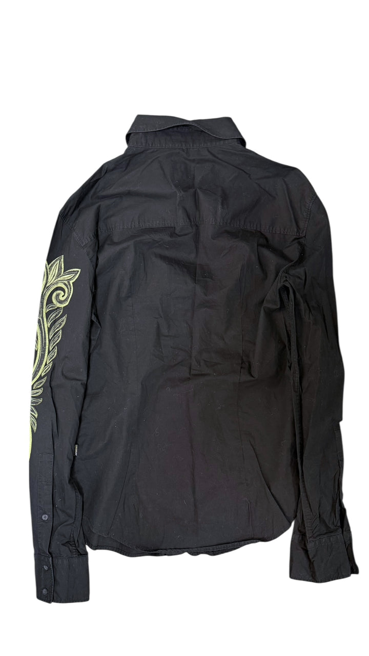 Just Cavalli embroidered sleeve shirt black