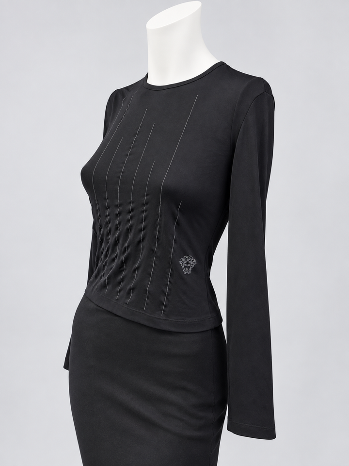 Versace Jeans Couture Medusa stitch long sleeve top