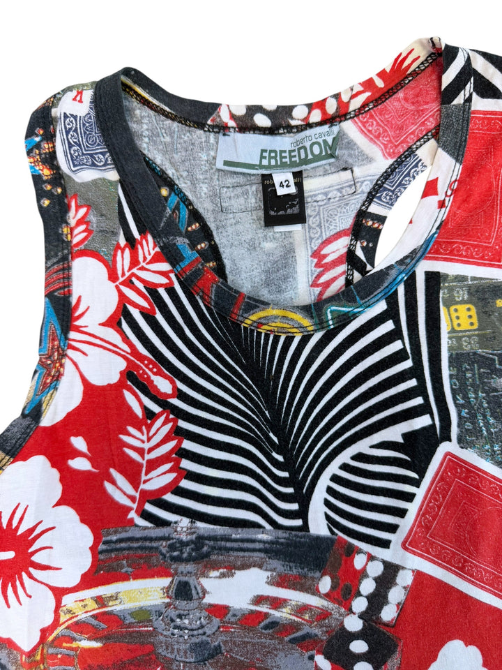 Roberto Cavalli Freedom casino print tank top