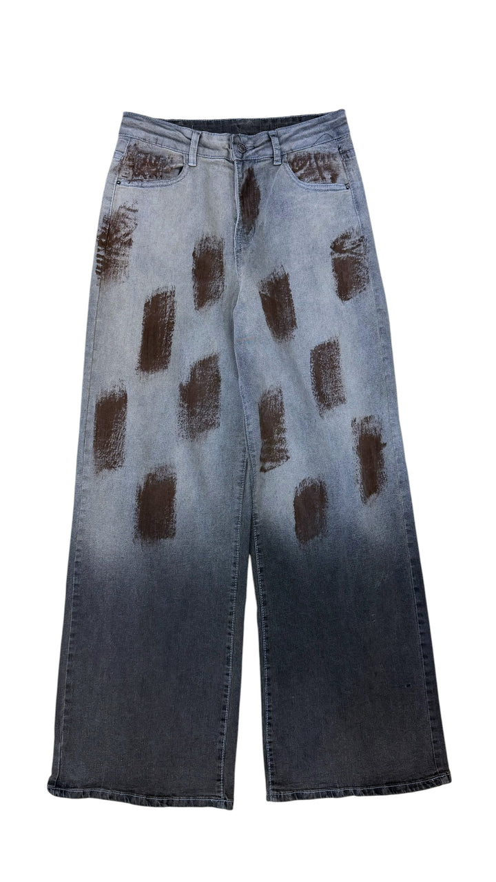 Vintage high waist abstract paint print jeans