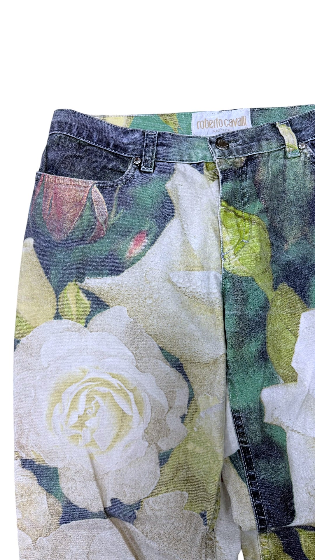 Roberto Cavalli floral print jeans - rose print denim