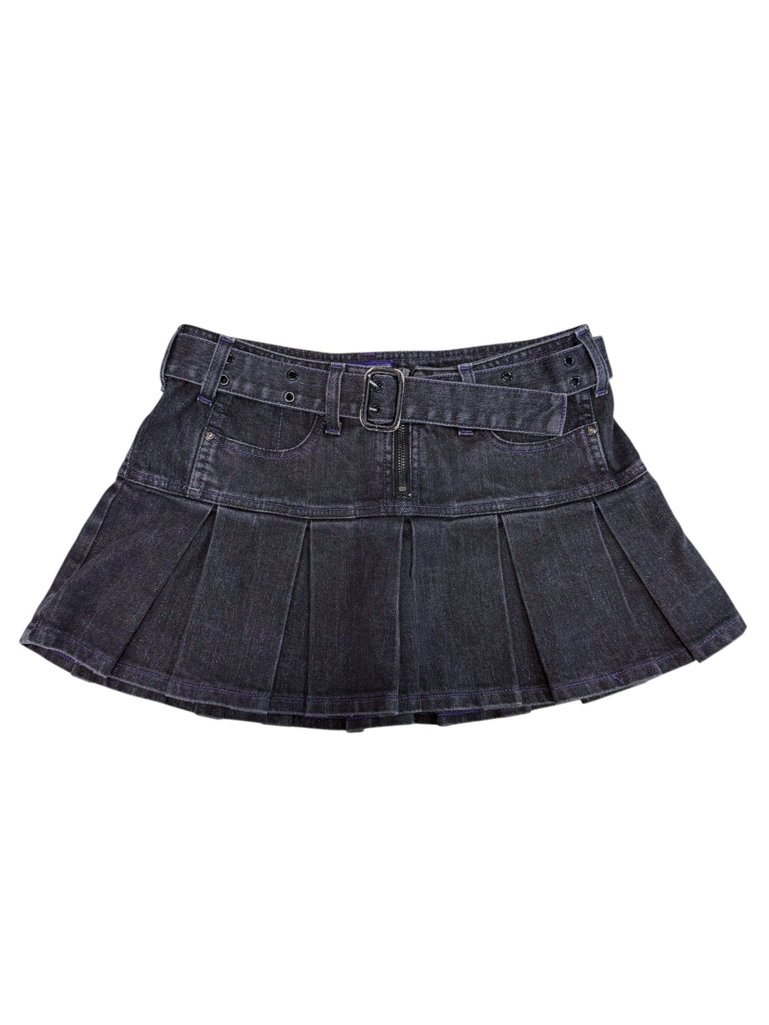 Fiorucci belted pleated denim mini skirt