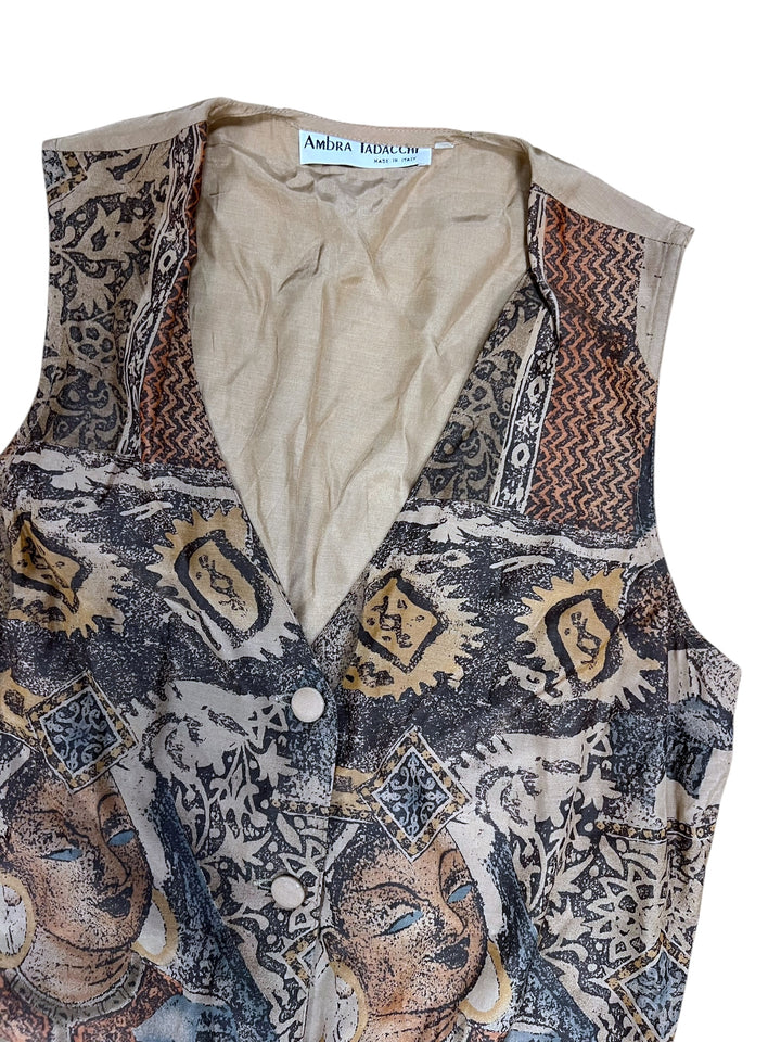 Vintage Ethnic Print Vest Medium