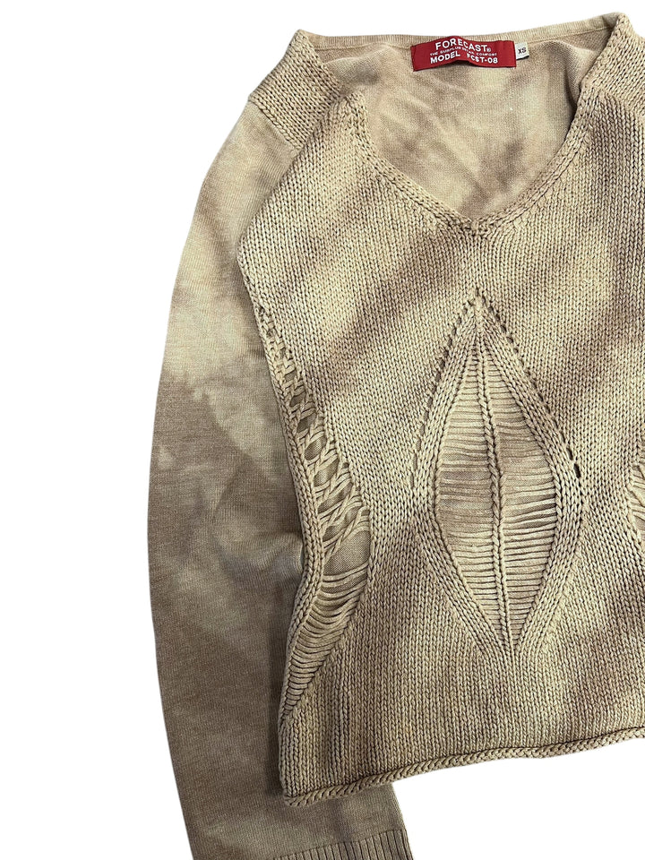 Vintage Cut-Out Knit Tie-Dye Sweater (S)
