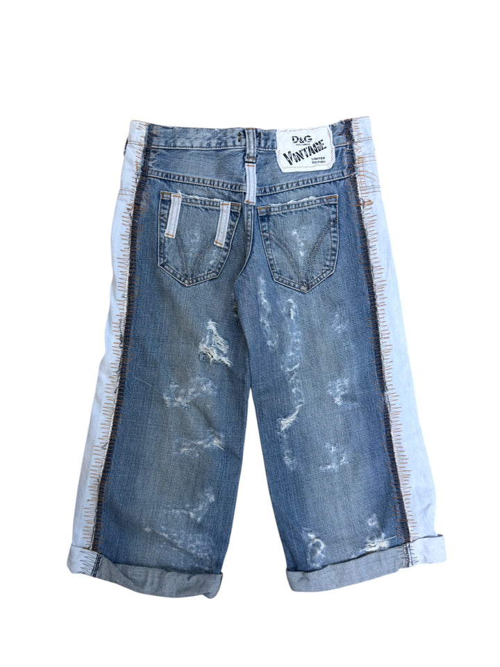 Dolce&Gabbana 2000s reconstructed distressed denim bermuda shorts