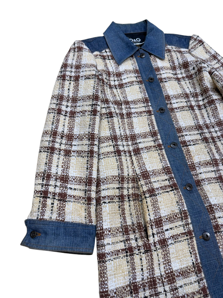Dolce & Gabbana 2000s Tweed & Denim Contrast Coat Small