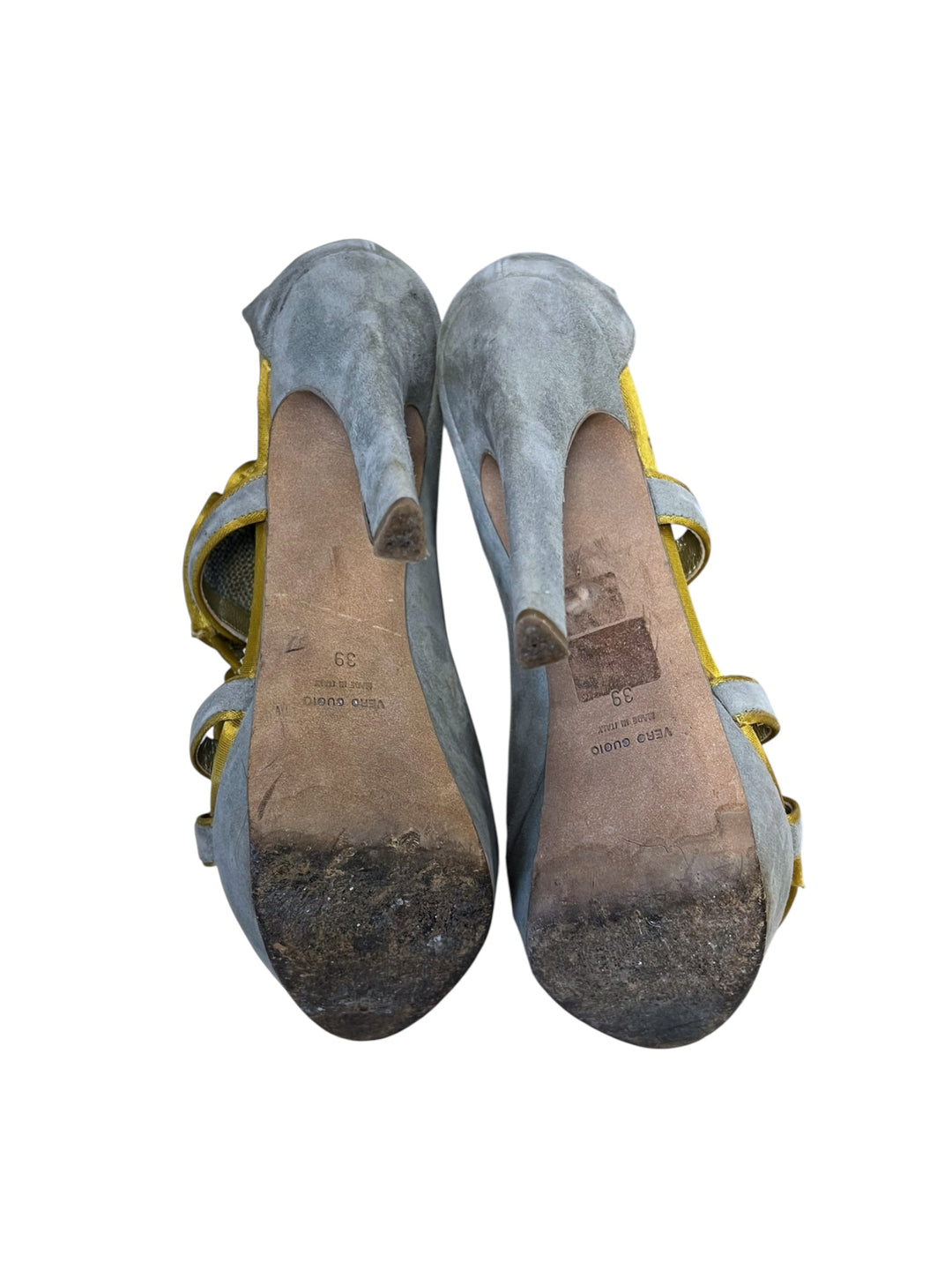 Just Cavalli 2009 Suede High Heels with Yellow Velvet Details Size eu39