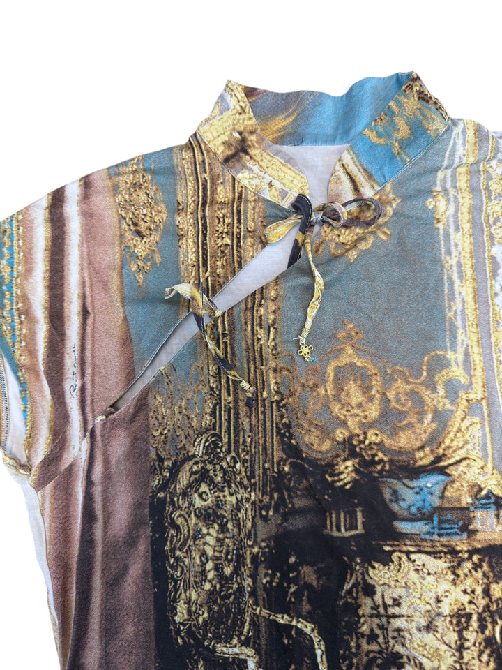 SS03 Roberto Cavalli baroque print lace top