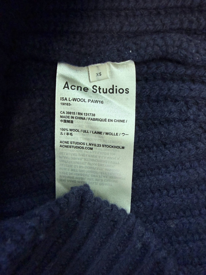 Acne Studios navy rib knit turtleneck sweater