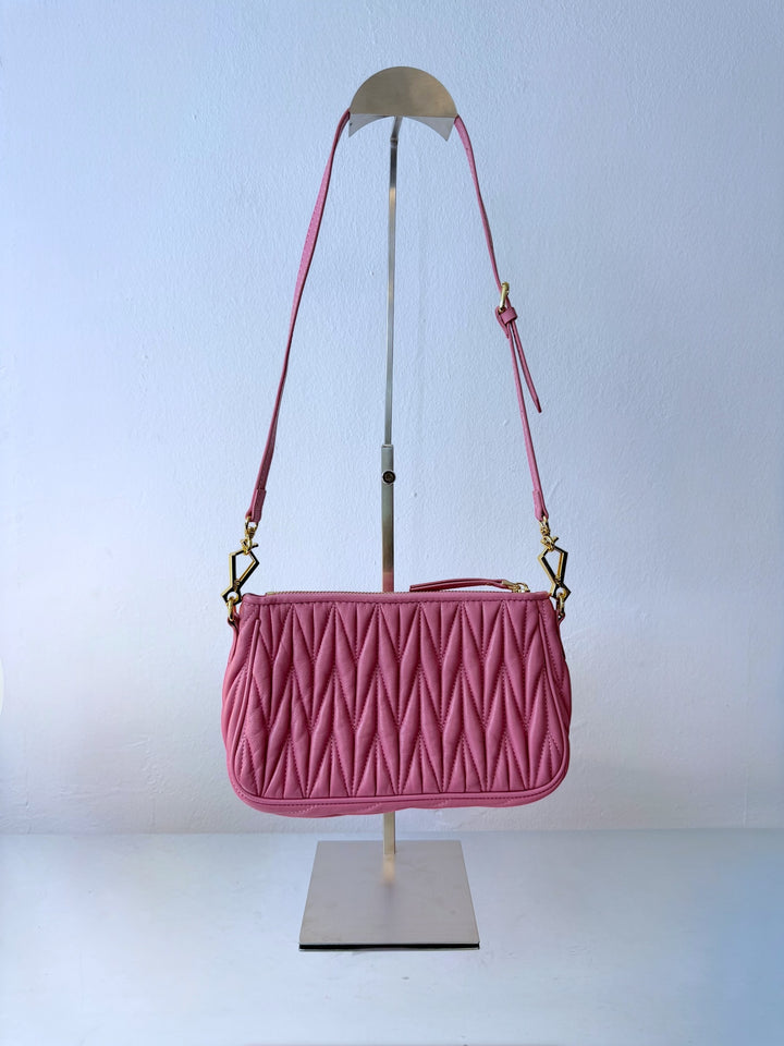 Miu Miu Matelasse pink leather shoulder bag